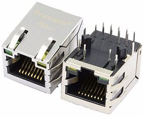 74990101212, Modular Connectors / Ethernet Connectors WE-RJ45 Int XFMR THT 1x1 Tab Up ETR