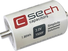 Фото 1/2 Ионистор SECH 1500Ф 3В, выводы (терминалы): резьбовое соединение, серия C60T-3RO-1500