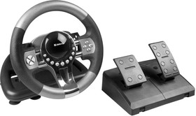 Фото 1/8 DEFENDER FORSAGE GTR Игровой руль (12 кнопок, 2 подрулевых переключателя, 8-позиционный переключатель, 2 педали, рычаг ПП, виброотдача, USB)