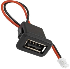 Фото 1/2 USB-2Pin-PH2.0, Разъём , длина кабеля 110 мм, 2 контакта, 1.5 А, 30 В, корпус пластиковый черный