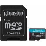 Micro SecureDigital 64Gb Kingston Canvas Go Plus UHS-I U3 A2 + ADP (170/70 MB/s) ...