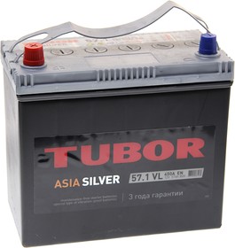 6СТ57(1) B24R, Аккумулятор TUBOR Asia Silver 57А/ч