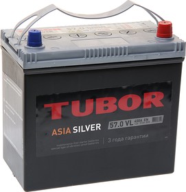 6СТ57(0) B24L, Аккумулятор TUBOR Asia Silver 57А/ч обратная полярность