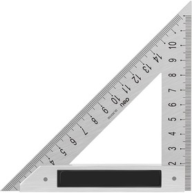 Фото 1/2 Измерительный и разметочный инструмент Deli Треугольная линейка стальная Deli DL303150 150мм, нержавеющая сталь + алюминиевое основание