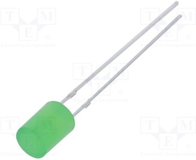 OSG5DA5GE4B, LED; 5mm; green; 750?1120mcd; 140°; Front: flat; 2.9?3.4V; 108mW