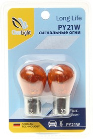 CL-PY21W-12V 2B, Лампа 12V PY21W BAU15s желтая блистер (2шт.) CLEARLIGHT