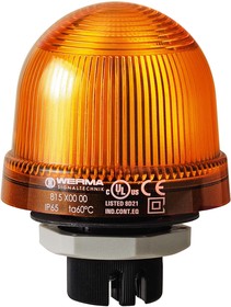817.300.54, 817 Series Yellow Flashing Beacon, 12 V, Built-in Mounting, Xenon Bulb