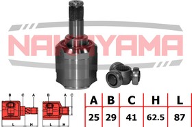 NJ7209NY, ШРУС внутр. к-кт правый MITSUBISHI LANCER CS 00-09 (25x29x149.5x41)