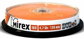 Диск DVD+R Mirex 4.7Gb 16x Cake Box (10шт) (202493)