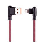 USB кабель "LP" для Apple Lightning 8-pin Г-коннектор оплетка леска (красный/блистер)