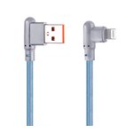USB кабель "LP" для Apple Lightning 8-pin Г-коннектор оплетка леска (синий/блистер)