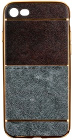 Фото 1/8 Силиконовая крышка "LP" для iPhone 8/7 (коричневая и светло-серая кожа/золотая рамка/европакет)