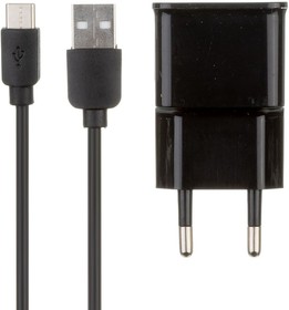 Фото 1/8 Зарядное устройство "LP" с выходом USB 2.1A + кабель USB Type-C (черное/европакет)