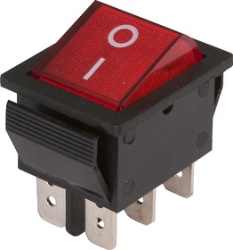 IRS-202-1A3 красный, Переключатель с подсветкой ON-ON (15A 250VAC) DPDT 6P