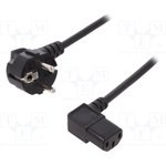 AK-440102-018-S, Cable; CEE 7/7 (E/F) plug angled,IEC C13 female 90°; 1.8m; 10A