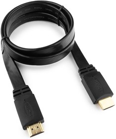 Фото 1/7 Кабель HDMI 1м v2.0 19M/19M медь, позол.разъемы, экран, плоский кабель черный CC-HDMI4F-1M