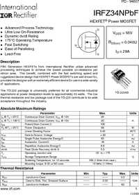 IRFZ34NPBF, Транзистор, N-канал 55В 26А [TO-220AB], Infineon | купить в ...