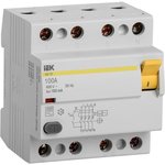 Выключатель дифференциального тока (УЗО) 4п 100А 100мА тип AC ВД1-63 IEK ...