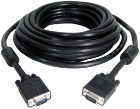 Кабель VGA Premium Cablexpert CC-PPVGA-15M-B, 15M/15M, 15м, черный, тройной экран, феррит.кольца, пакет