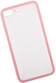 Фото 1/4 Чехол "LP" для iPhone 7 Plus/8 Plus "Glass Case" с розовой рамкой (прозр. стекло/коробка)
