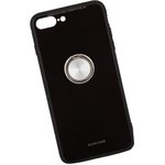Чехол "LP" для iPhone 7 Plus/8 Plus "Glass Case" с кольцом (черное стекло/коробка)
