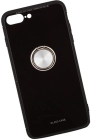 Фото 1/5 Чехол "LP" для iPhone 7 Plus/8 Plus "Glass Case" с кольцом (черное стекло/коробка)