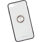 Чехол "LP" для iPhone 7 Plus/8 Plus "Glass Case" с кольцом (белое стекло/коробка)