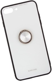Фото 1/5 Чехол "LP" для iPhone 7 Plus/8 Plus "Glass Case" с кольцом (белое стекло/коробка)