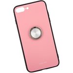 Чехол "LP" для iPhone 7 Plus/8 Plus "Glass Case" с кольцом (розовое стекло/коробка)