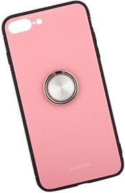 Фото 1/5 Чехол "LP" для iPhone 7 Plus/8 Plus "Glass Case" с кольцом (розовое стекло/коробка)