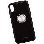 Чехол "LP" для iPhone X/Xs "Glass Case" с кольцом (черное стекло/коробка)