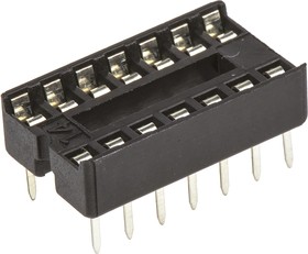Фото 1/4 A 14-LC-TT, 2.54mm Pitch Vertical 14 Way, Through Hole Stamped Pin Open Frame IC Dip Socket, 1A