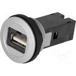 09454521901, Гнездо USB, 22мм, har-port, -25-70°C, d22,3мм, IP20, USB 2.0 A/A