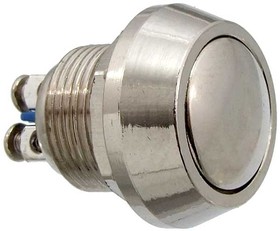 Фото 1/2 PBS-28B D-12mm steel, Кнопка антивандальная без подсветки PBS-28B, М12, IP65, 36 В, никелированная латунь
