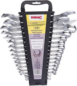 WMC-5199, Набор ключей универсальных комбинированных,рожковых 16 предметов в пластиковом держателе WMC TOOLS