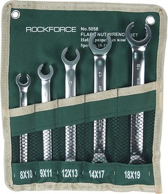 RF-5058, Набор ключей разрезных 8-19мм 5 предметов на полотне ROCKFORCE