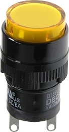 Фото 1/2 D16PLR1-000KY, Индикатор желтый, LED подсветка 24VDC