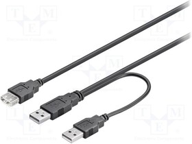 93353, Кабель High Speed,USB 2.0 гнездо USB A,вилка USB A x2 0,3м