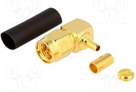 SMA1112A53G550, Вилка; SMA; "папа"; угловой 90°; 50Ом; обжим; на провод; тефлон