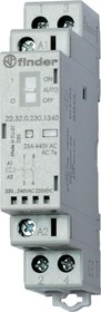 Фото 1/7 Контактор модульный 2NO 25А AgSnO2 230В AC/DC 17.5мм IP20 опции: переключатель Авто-Вкл-Выкл + мех. индикатор + LED FINDER 223202304340