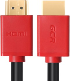 Фото 1/6 GCR-HM450-1.0m, GCR Кабель 1.0m HDMI Ultra HD 4K 60Hz, Full HD, 3D, черный, красные коннекторы, 24K GOLD, 30/30 AWG,