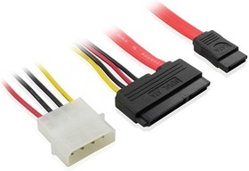 Фото 1/2 GC-ST301, Комплект кабелей SATA II 0.5m GCR SATA II до 3Gbps 22pin(15pin+7pin) / Molex 4pin / .SATA