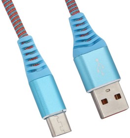 USB кабель "LP" Micro USB "Носки" голубой