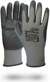 Перчатки нейлоновые с нитриловым покрытием белый-серый р8 3500/NN100