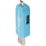 USB/Micro USB OTG Картридер "LP" слоты Micro SD/USB (голубой/коробка)