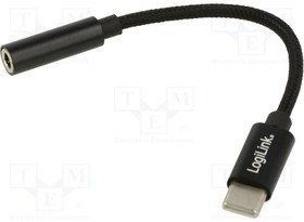 UA0398, Адаптер; Jack 3,5 мм 4pin гнездо,вилка USB C; 0,13м; черный