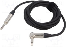 NK123, Cable; Jack 6,3mm 2pin plug,Jack 6.3mm 2pin angled plug; 3m