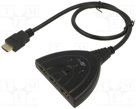 58487, Switch; HDCP 1.4,HDMI 1.4; 0.55m; black; Input: HDMI socket x3