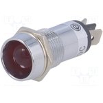 R9-86L-01-24-RED, Индикат.лампа: LED, вогнутый, 24ВDC, Отв: d14,2мм, IP40, латунь