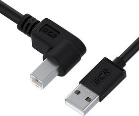 Фото 1/5 GCR-52916, GCR Кабель 1.5m USB 2.0 AM/BM угловой правый, черный, 28/24 AWG